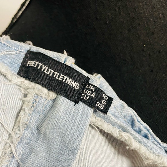 prettylittlething | flared sleeve blue denim crop top - Picture 7 of 13